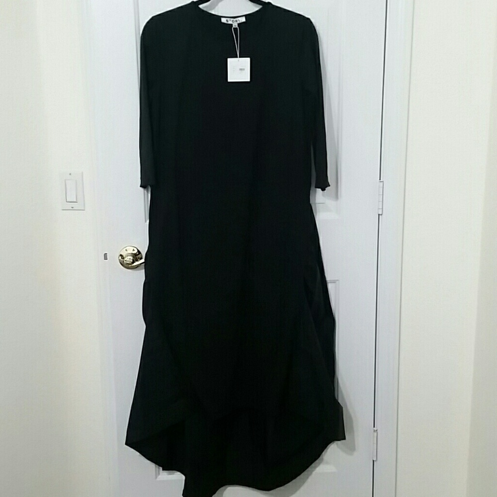 Story black high low ruffled dress size M